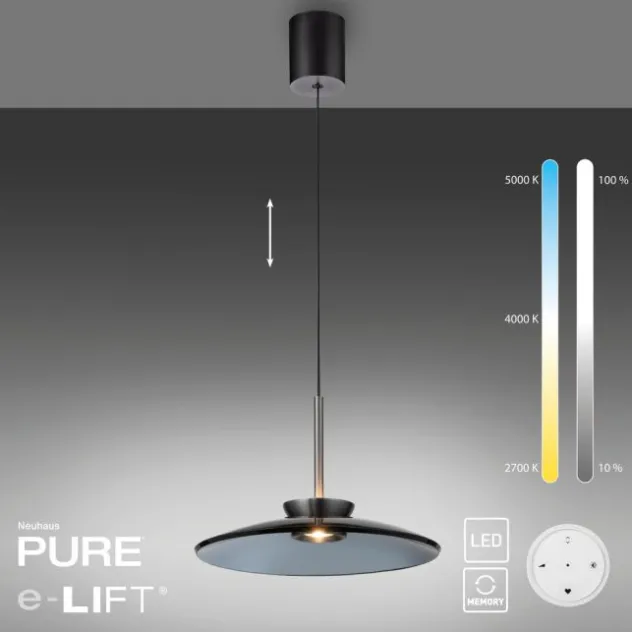 Neuhaus PURE® LED Pendelleuchte PURE E-Moon, platin (grau) Fernbedienung
