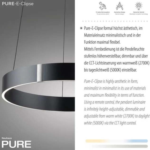 Neuhaus PURE® LED Pendelleuchte PURE E-Clipse mystic grey (grau)