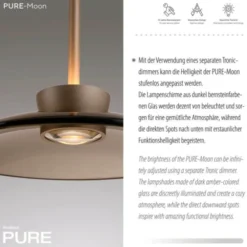 Neuhaus PURE® LED Pendelleuchte PURE Moon, bronce, 3-flammig, Lift, dimmbar