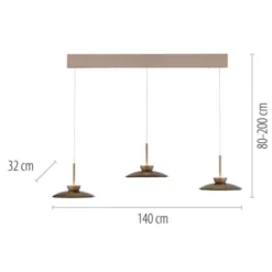 Neuhaus PURE® LED Pendelleuchte PURE Moon, bronce, 3-flammig, Lift, dimmbar