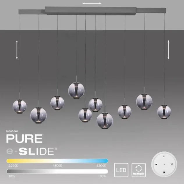Neuhaus PURE® LED Pendelleuchte PURE E-Infinity, mystic grey mit e-Slide Funktion