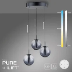 Neuhaus PURE® LED Pendelleuchte PURE E-Infinity, mystic grey, mit e-Lift Funktion