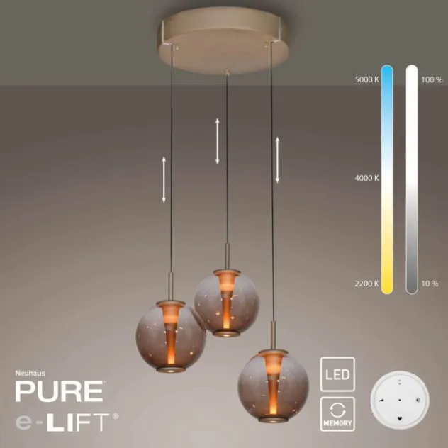 Neuhaus PURE® LED Pendelleuchte PURE E-Infinity, bronce, mit e-Lift Funktion