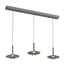Neuhaus PURE® LED Pendelleuchte PURE Vitrum, platin (grau), 3-flammig