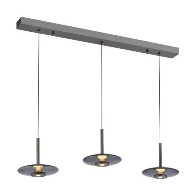 Neuhaus PURE® LED Pendelleuchte PURE Vitrum, platin (grau), 3-flammig