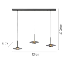 Neuhaus PURE® LED Pendelleuchte PURE Vitrum, platin (grau), 3-flammig