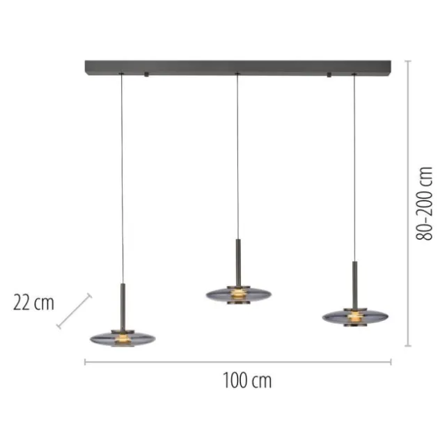 Neuhaus PURE® LED Pendelleuchte PURE Vitrum, platin (grau), 3-flammig