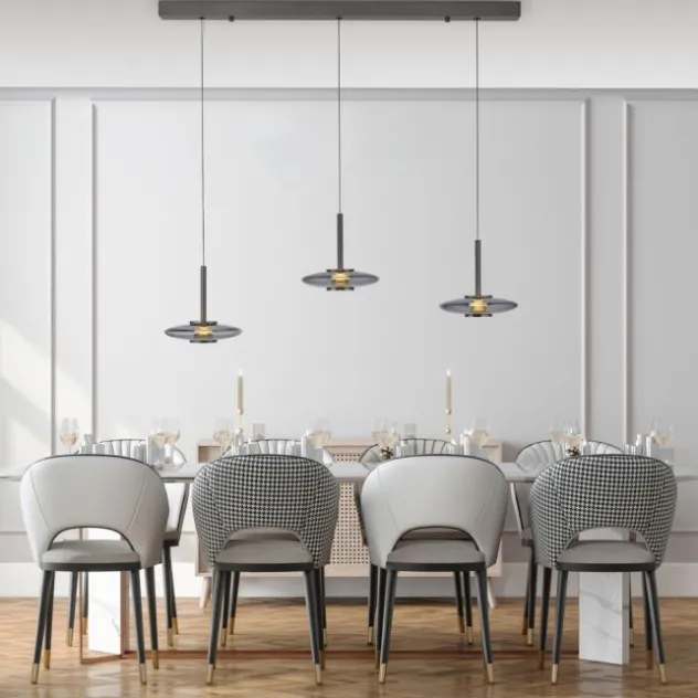 Neuhaus PURE® LED Pendelleuchte PURE Vitrum, platin (grau), 3-flammig