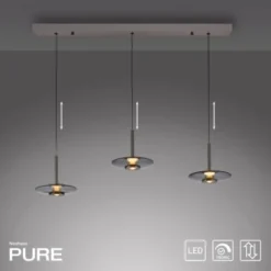 Neuhaus PURE® LED Pendelleuchte PURE Vitrum, platin (grau), 3-flammig
