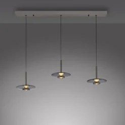 Neuhaus PURE® LED Pendelleuchte PURE Vitrum, platin (grau), 3-flammig