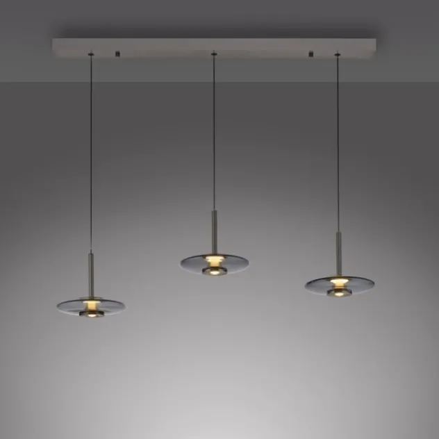 Neuhaus PURE® LED Pendelleuchte PURE Vitrum, platin (grau), 3-flammig