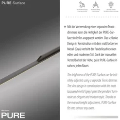Neuhaus PURE® LED Pendelleuchte PURE Surface, platin (grau),160x25 höhenverstellbar