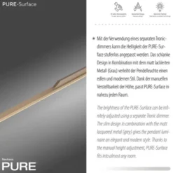 Neuhaus PURE® LED Pendelleuchte PURE Surface, bronce, 160x25 höhenverstellbar