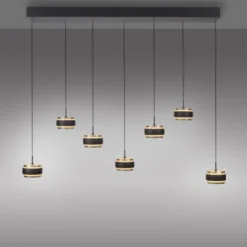 Neuhaus PURE® LED Pendelleuchte PURE Falling Rings.black pearl/ diamond