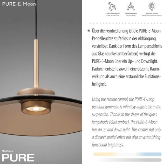 Neuhaus PURE® LED Pendelleuchte PURE E-Moon bronce, höhenverstellbar