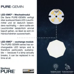 Neuhaus PURE® LED-Pendelleuchte PURE Gemin, Aluminium gebürstet, höhenverstellbar