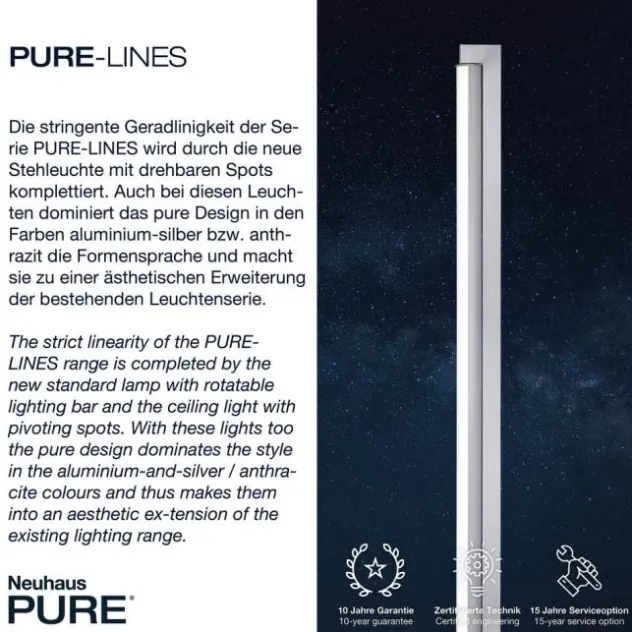 Neuhaus PURE® LED Stehleuchte PURE Lines Floor, diamond (alu) dimmbar