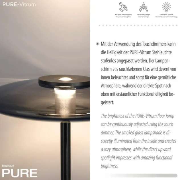 Neuhaus PURE® LED Stehleuchte PURE Vitrum platin (grau)