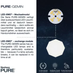 Neuhaus PURE® LED Stehleuchte PURE Gemin, aluminium gebürstet, Schnurschalter