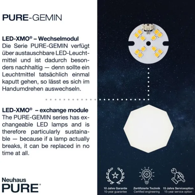 Neuhaus PURE® LED Stehleuchte PURE Gemin, aluminium gebürstet, Schnurschalter