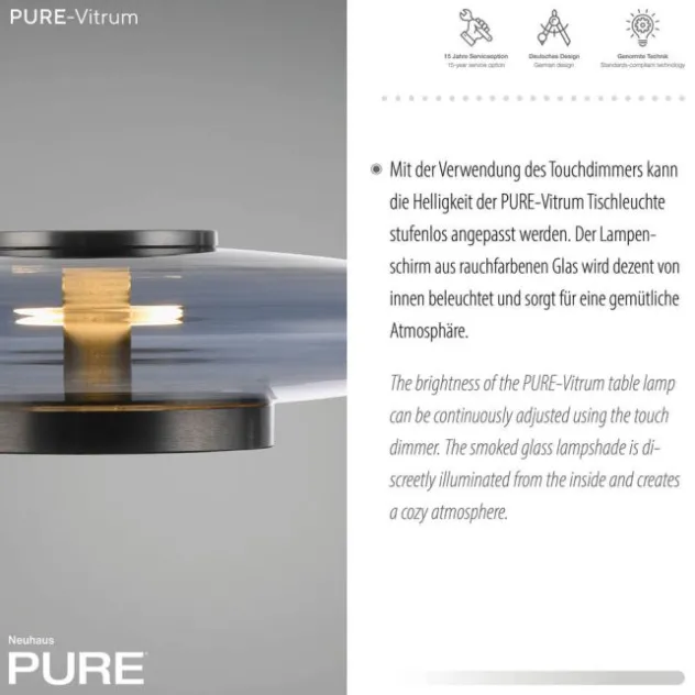 Neuhaus PURE® LED Tischleuchte PURE Vitrum platin (grau)