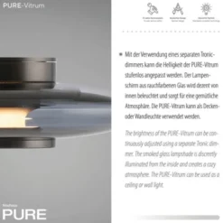 Neuhaus PURE® LED Wand-Deckenleuchte PURE Vitrum, grau, Tronicdimmer