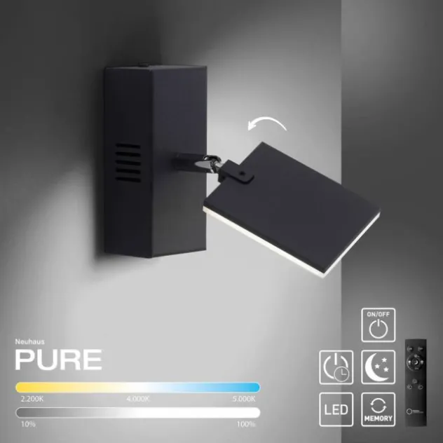 Neuhaus PURE® LED Wandleuchte PURE Mira black pearl 1 flammig drehbar dimmbar