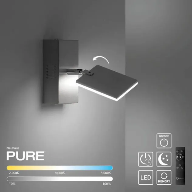 Neuhaus PURE® LED Wandleuchte PURE Mira, diamond (alu), drehbar,dimmbar