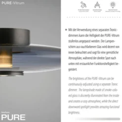 Neuhaus PURE® LED Wand- und Deckenleuchte PURE Vitrum, platin (grau), Rauchglas