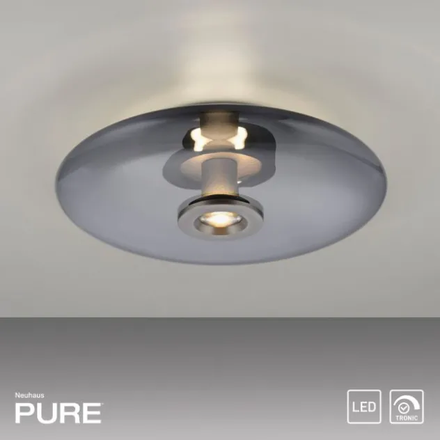 Neuhaus PURE® LED Wand- und Deckenleuchte PURE Vitrum, platin (grau), Rauchglas