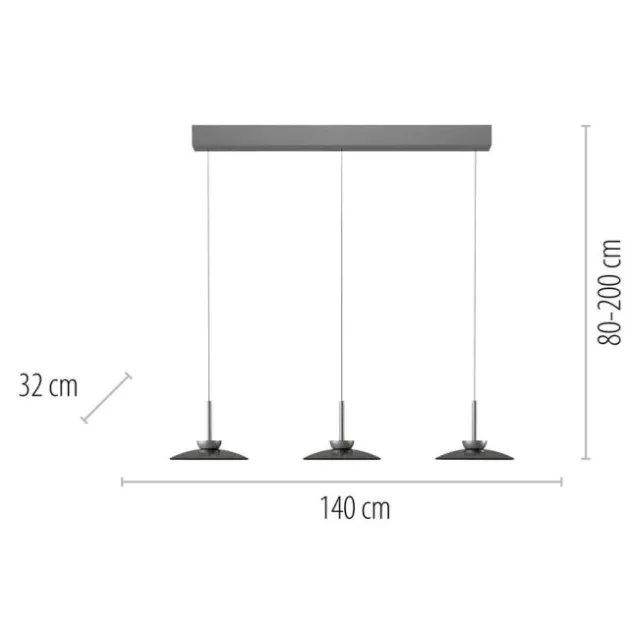 Neuhaus PURE® Pendelleuchte PURE Moon platin (grau) höhenverstellbar 3-flammig