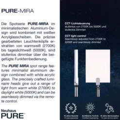 Neuhaus PURE® PURE Mira Deckenleuchte, diamond (alu), 2-flammig, dimmbar, CCT