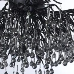 Paul Neuhaus Deckenleuchte ICICLE, schwarz, Kristallanhänger, 14-flammig