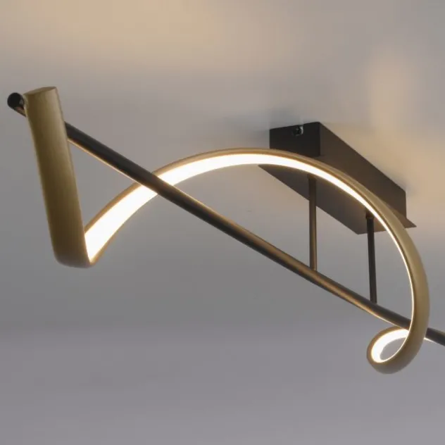 Paul Neuhaus LED Deckenleuchte Q-SWING anthrazit mit messing matt Smarthome