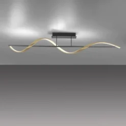 Paul Neuhaus LED Deckenleuchte Q-SWING anthrazit mit messing matt Smarthome