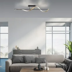 Paul Neuhaus LED Deckenleuchte Q-SWING anthrazit mit messing matt Smarthome