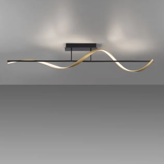 Paul Neuhaus LED Deckenleuchte Q-SWING anthrazit mit messing matt Smarthome