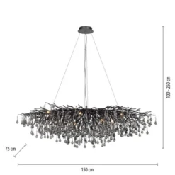 Paul Neuhaus LED Pendelleuchte ICICLE schwarz Kronleuchter Glasanhänger Kristall