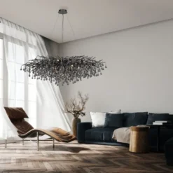Paul Neuhaus LED Pendelleuchte ICICLE schwarz Kronleuchter Glasanhänger Kristall