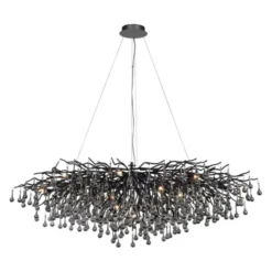 Paul Neuhaus LED Pendelleuchte ICICLE schwarz Kronleuchter Glasanhänger Kristall