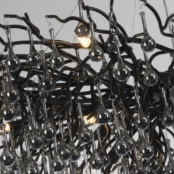 Paul Neuhaus LED Pendelleuchte ICICLE schwarz Kronleuchter Glasanhänger Kristall
