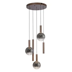 Paul Neuhaus LED Pendelleuchte BOWL, braun 5fl. dimmbar, rund