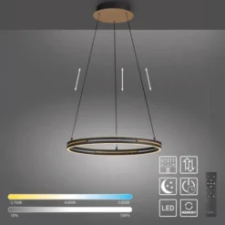 Paul Neuhaus LED Pendelleuchte, Ringleuchte SVEJA, Holz-natur
