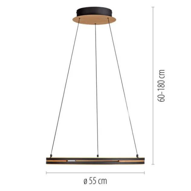 Paul Neuhaus LED Pendelleuchte, Ringleuchte SVEJA, Holz-natur