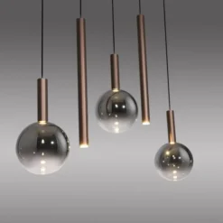 Paul Neuhaus LED Pendelleuchte BOWL, braun,5fl. linear