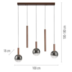 Paul Neuhaus LED Pendelleuchte BOWL, braun,5fl. linear