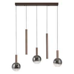Paul Neuhaus LED Pendelleuchte BOWL, braun,5fl. linear
