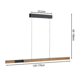 Paul Neuhaus LED Pendelleuchte ADRIANA SQUARE, Holz-natur, Touchdimmer