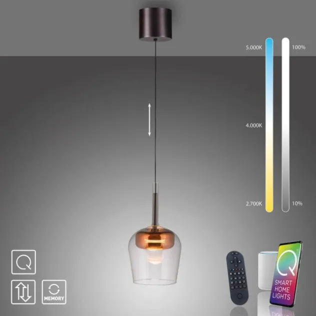 Paul Neuhaus LED Pendelleuchte Q-KON 1-flammig kupfer Smart Home App