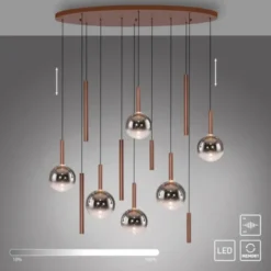 Paul Neuhaus LED Pendelleuchte BOWL, braun, dimmbar über Lichtschalter